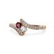 1 - Eleni Ruby and Diamond with Side Diamonds Bypass Ring 