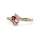 1 - Eleni Ruby and Pink Sapphire with Side Diamonds Bypass Ring 