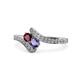 1 - Eleni Ruby and Iolite with Side Diamonds Bypass Ring 