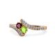 1 - Eleni Ruby and Peridot with Side Diamonds Bypass Ring 