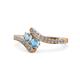 1 - Eleni Aquamarine and Blue Topaz with Side Diamonds Bypass Ring 