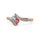 1 - Eleni Aquamarine and Rhodolite Garnet with Side Diamonds Bypass Ring 