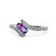 1 - Eleni Amethyst and Iolite with Side Diamonds Bypass Ring 