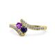1 - Eleni Amethyst and Blue Sapphire with Side Diamonds Bypass Ring 