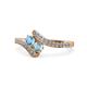 1 - Eleni Blue Topaz and Aquamarine with Side Diamonds Bypass Ring 