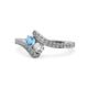 1 - Eleni Blue Topaz and Diamond with Side Diamonds Bypass Ring 