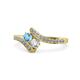 1 - Eleni Blue Topaz and Diamond with Side Diamonds Bypass Ring 