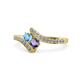 1 - Eleni Blue Topaz and Iolite with Side Diamonds Bypass Ring 