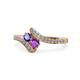 1 - Eleni Iolite and Amethyst with Side Diamonds Bypass Ring 