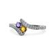 1 - Eleni Iolite and Citrine with Side Diamonds Bypass Ring 