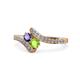 1 - Eleni Iolite and Peridot with Side Diamonds Bypass Ring 