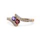 1 - Eleni Iolite and Ruby with Side Diamonds Bypass Ring 