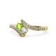 1 - Eleni Peridot and Diamond with Side Diamonds Bypass Ring 