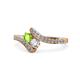1 - Eleni Peridot and Diamond with Side Diamonds Bypass Ring 