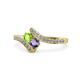 1 - Eleni Peridot and Iolite with Side Diamonds Bypass Ring 