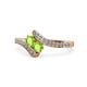 1 - Eleni Peridot with Side Diamonds Bypass Ring 