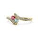 1 - Eleni Rhodolite Garnet and Aquamarine with Side Diamonds Bypass Ring 