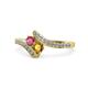 1 - Eleni Rhodolite Garnet and Citrine with Side Diamonds Bypass Ring 