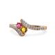 1 - Eleni Rhodolite Garnet and Citrine with Side Diamonds Bypass Ring 