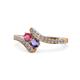 1 - Eleni Rhodolite Garnet and Iolite with Side Diamonds Bypass Ring 