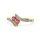 1 - Eleni Rhodolite Garnet with Side Diamonds Bypass Ring 