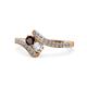 1 - Eleni Red Garnet and Diamond with Side Diamonds Bypass Ring 