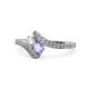 1 - Eleni Round Diamond and Tanzanite with Side Diamonds Bypass Ring 