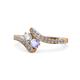 1 - Eleni Round Diamond and Tanzanite with Side Diamonds Bypass Ring 
