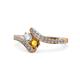 1 - Eleni Round Diamond and Citrine with Side Diamonds Bypass Ring 