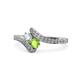 1 - Eleni Round Diamond and Peridot with Side Diamonds Bypass Ring 