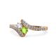 1 - Eleni Round Diamond and Peridot with Side Diamonds Bypass Ring 