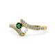 1 - Eleni Emerald and White Sapphire with Side Diamonds Bypass Ring 