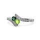 1 - Eleni Emerald and Peridot with Side Diamonds Bypass Ring 