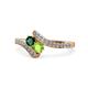 1 - Eleni Emerald and Peridot with Side Diamonds Bypass Ring 