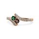 1 - Eleni Emerald and Red Garnet with Side Diamonds Bypass Ring 