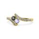 1 - Eleni Black Diamond and Tanzanite with Side Diamonds Bypass Ring 
