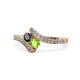 1 - Eleni Black Diamond and Peridot with Side Diamonds Bypass Ring 
