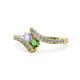 1 - Eleni Tanzanite and Green Garnet with Side Diamonds Bypass Ring 