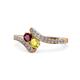 1 - Eleni Ruby and Yellow Diamond with Side Diamonds Bypass Ring 
