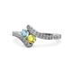 1 - Eleni Aquamarine and Yellow Diamond with Side Diamonds Bypass Ring 