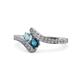 1 - Eleni Aquamarine and Blue Diamond with Side Diamonds Bypass Ring 