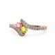 1 - Eleni Pink Tourmaline and Yellow Diamond with Side Diamonds Bypass Ring 
