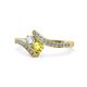 1 - Eleni Round Yellow and White Diamond with Side Diamonds Bypass Ring 