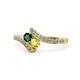 1 - Eleni Emerald and Yellow Diamond with Side Diamonds Bypass Ring 