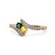 1 - Eleni Emerald and Yellow Diamond with Side Diamonds Bypass Ring 
