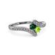 3 - Eleni Emerald and Peridot with Side Diamonds Bypass Ring 
