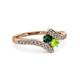 3 - Eleni Emerald and Peridot with Side Diamonds Bypass Ring 