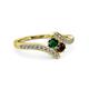 3 - Eleni Emerald and Red Garnet with Side Diamonds Bypass Ring 