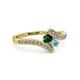 3 - Eleni Emerald and Aquamarine with Side Diamonds Bypass Ring 