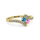 3 - Eleni London Blue Topaz and Pink Sapphire with Side Diamonds Bypass Ring 